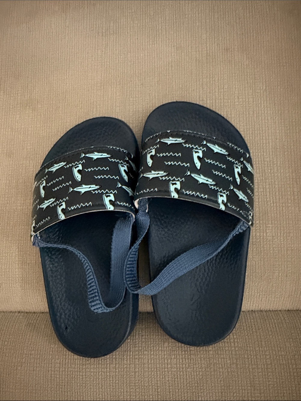 Navy Kids' Shark Pattern Slide Sandals